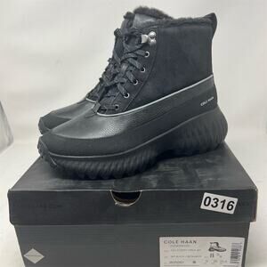 Cole Haan Women 5.Zerogrand Flurry Hiker Boots Blk Size 8.5